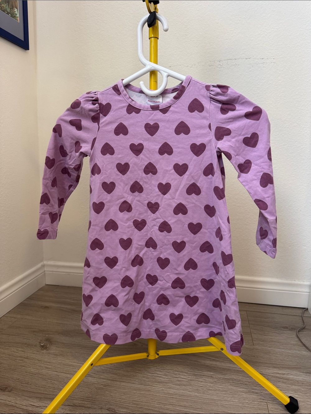Hanna andersson heart print purple dress size 4